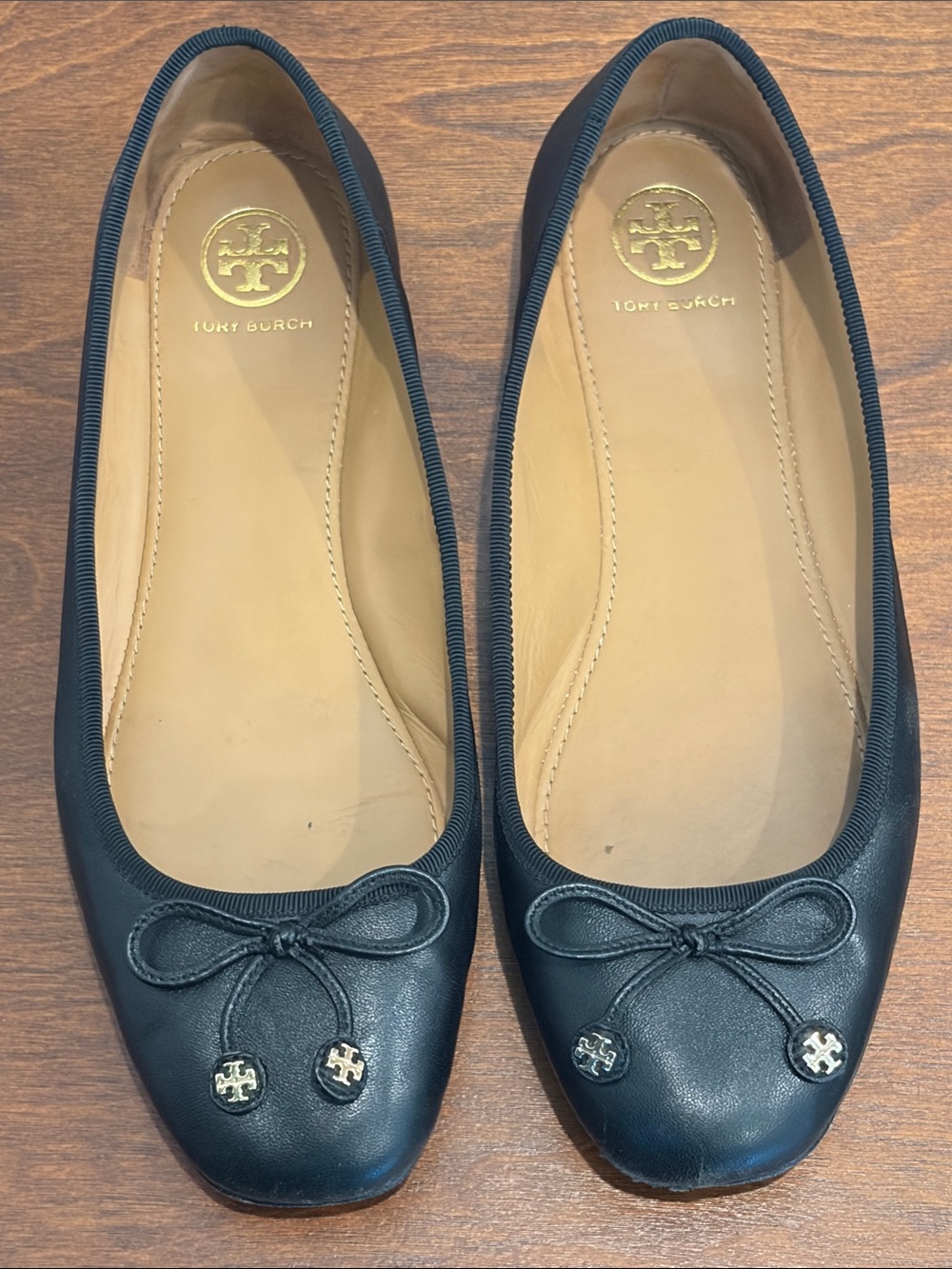 Tory Burch Black Leather Ballet Flats